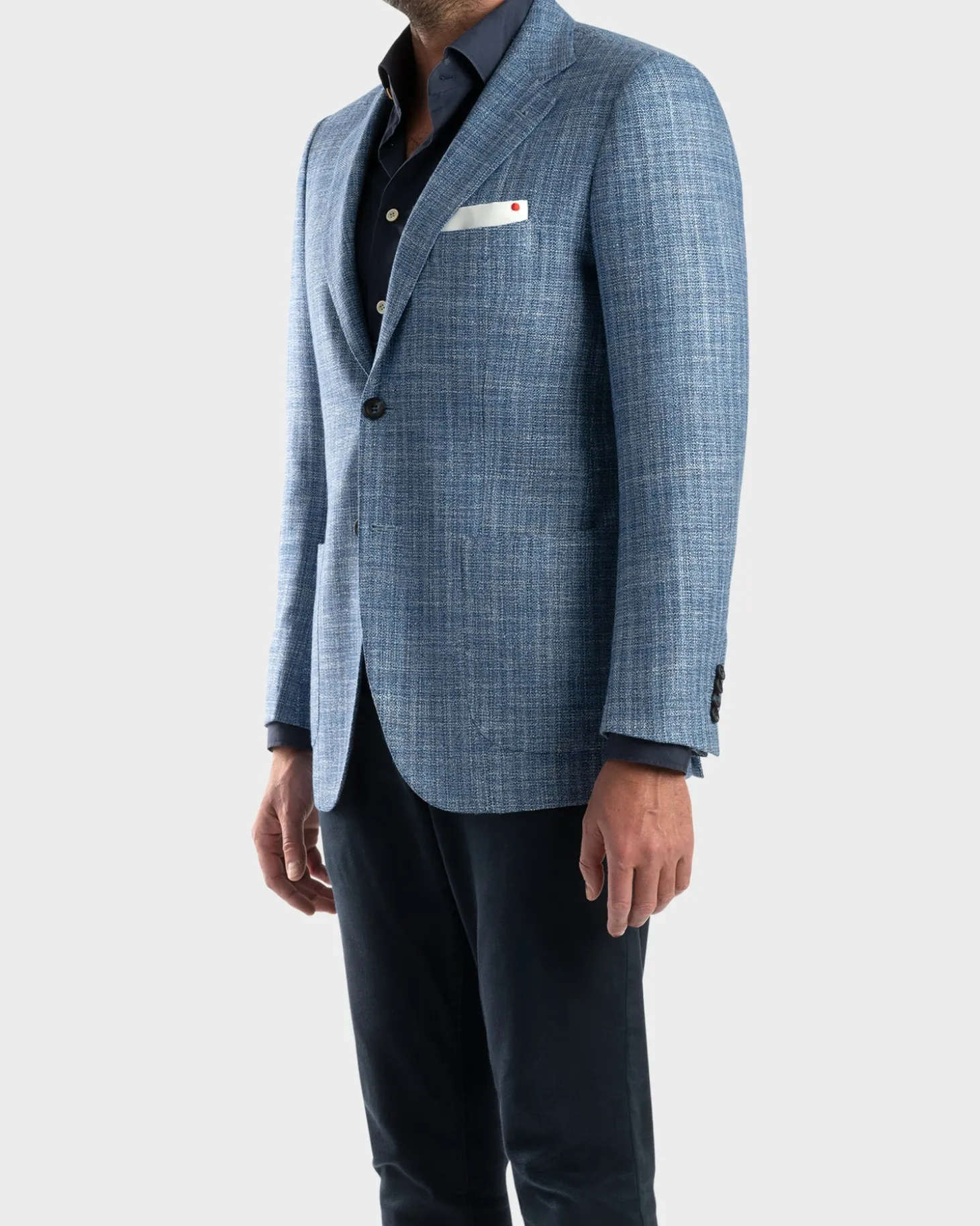 Light Blue Woven Microstructure Cashmere Sports Jacket