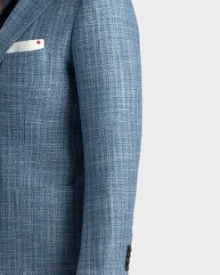 Light Blue Woven Microstructure Cashmere Sports Jacket