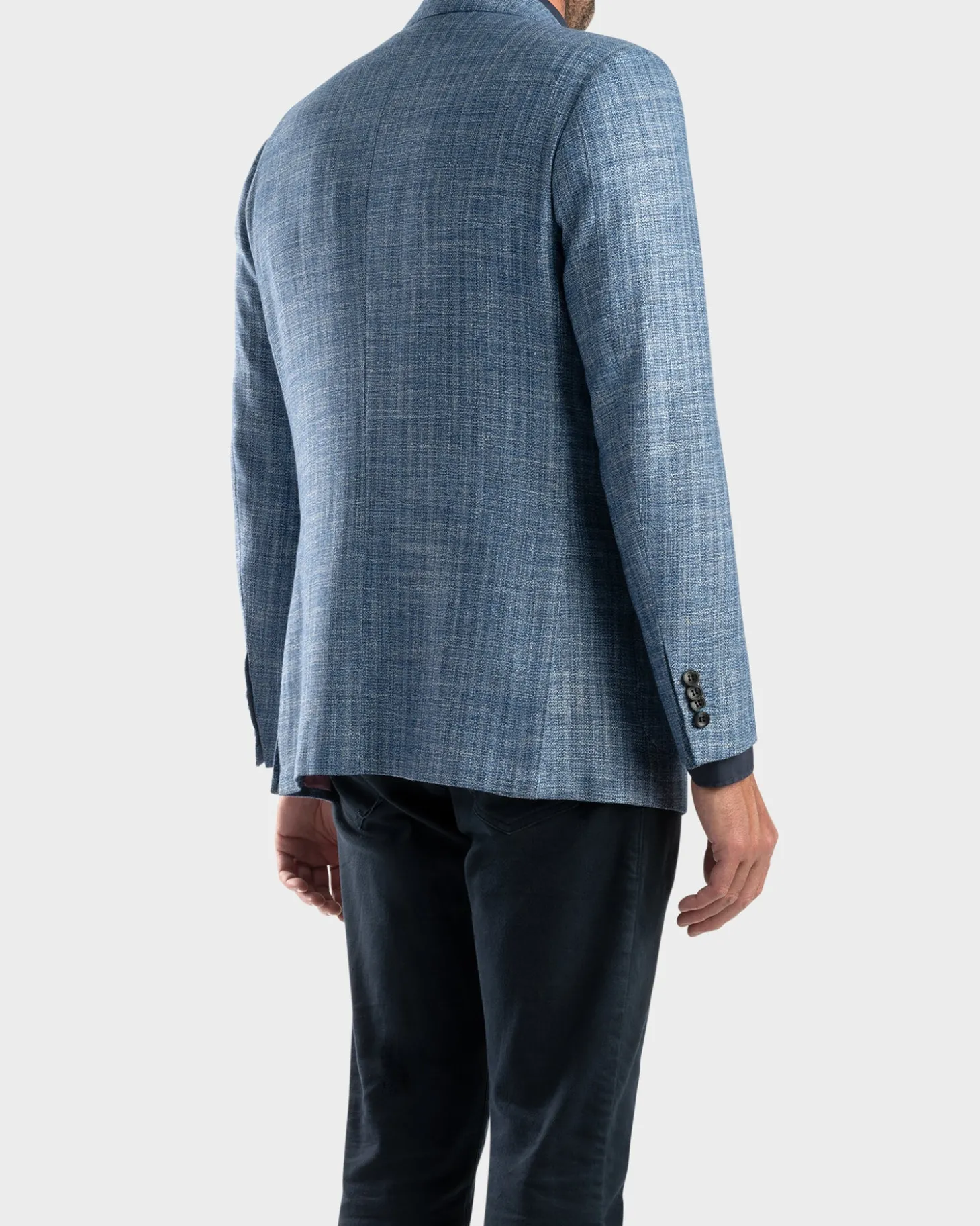 Light Blue Woven Microstructure Cashmere Sports Jacket