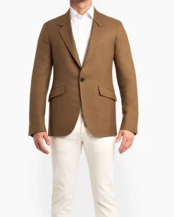 Light Brown Sage Linen Wool Sports Jacket