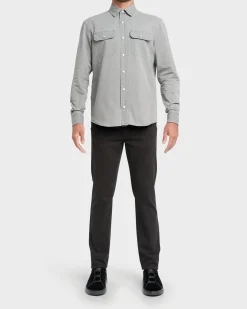 Light Grey Denim Cotton Long Sleeve Shirt