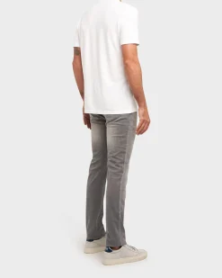 Light Grey Slim Fit Cotton Stretch Rising Sun Jeans