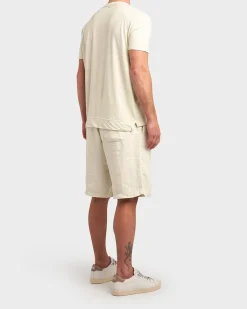 Light Lime Linen Stretch Crew Neck T-Shirt