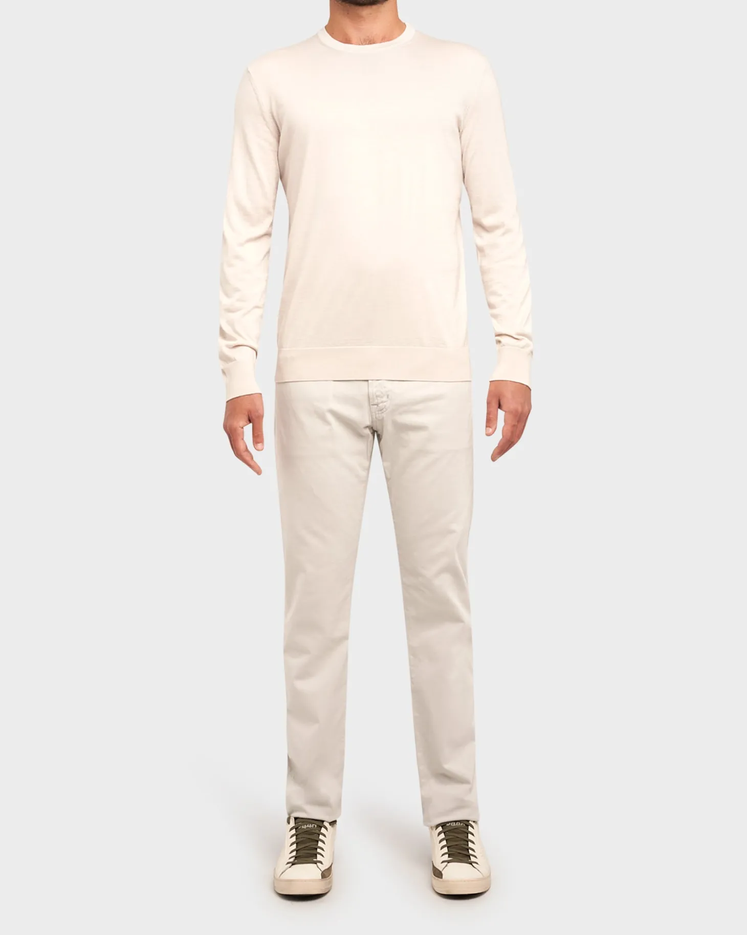 Light Stone Brushed Cotton Tellis Stretch Jeans