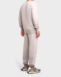 Light Stone Grey Cotton Fleece Crew Sweater