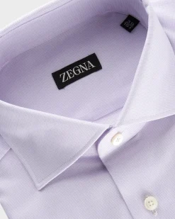 Lilac Micro Weave French Cuff Cotton Shirt