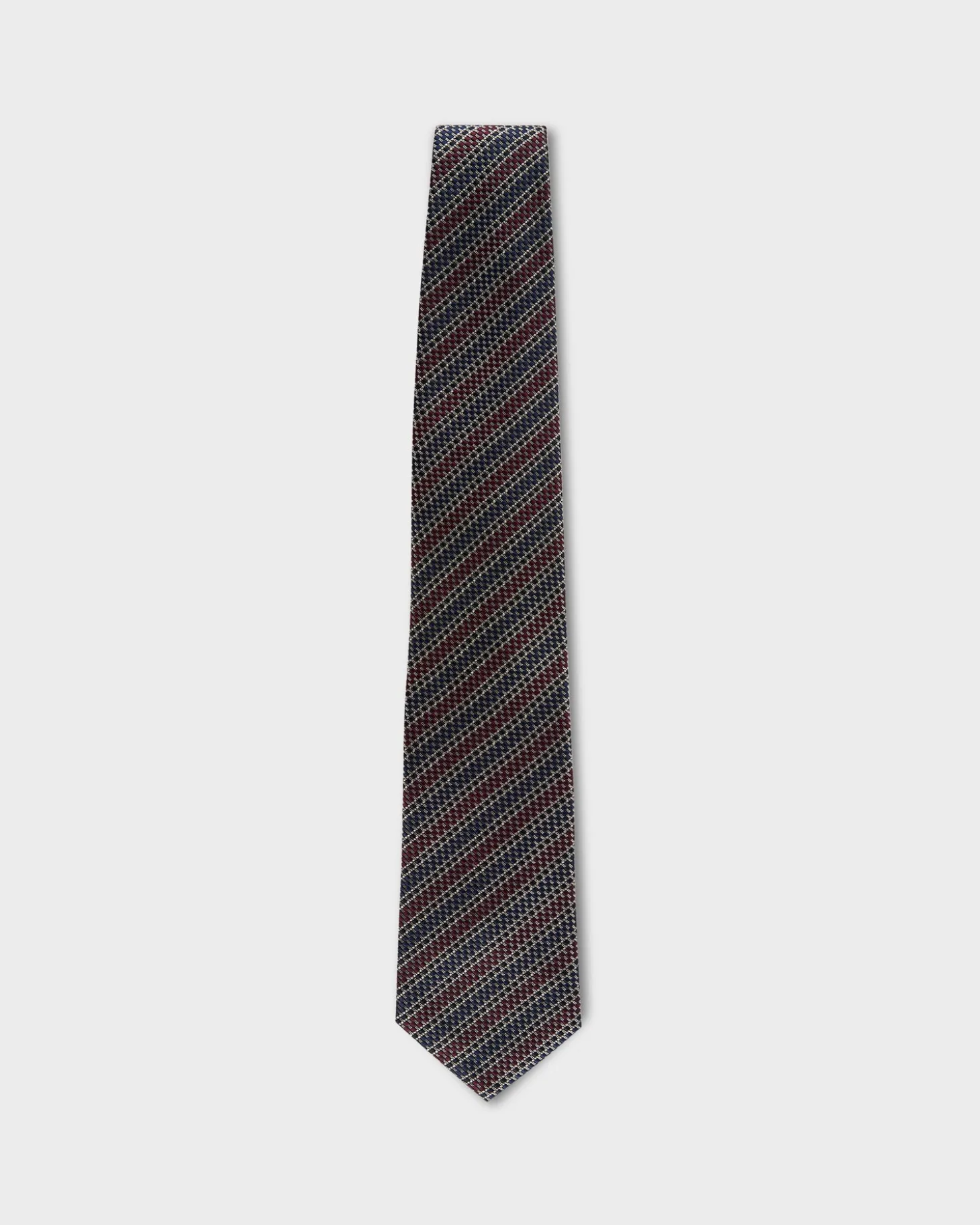 Maroon And Navy Diagonal Pattern Silk Tie