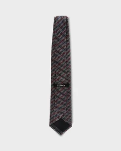 Maroon And Navy Diagonal Pattern Silk Tie