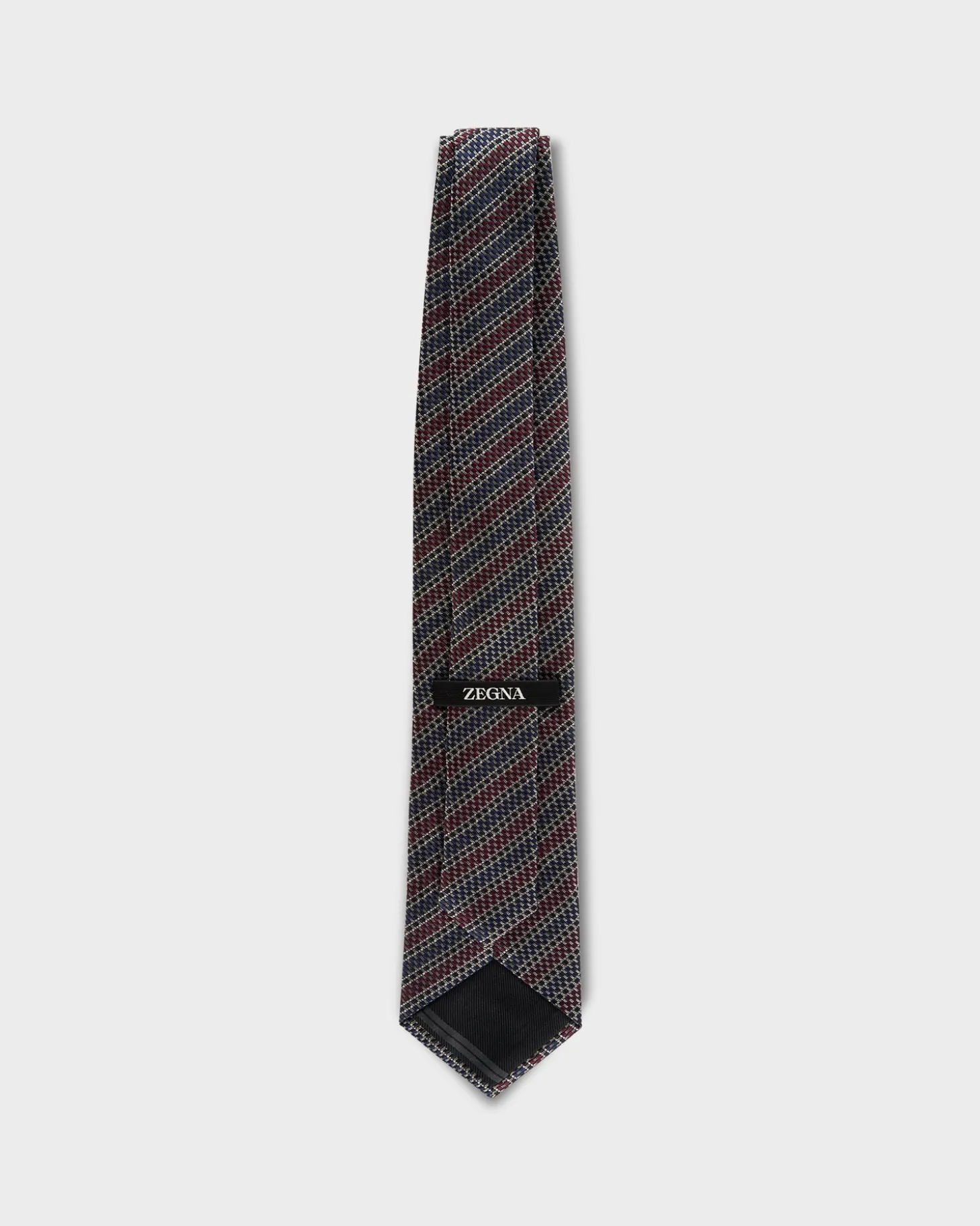 Maroon And Navy Diagonal Pattern Silk Tie