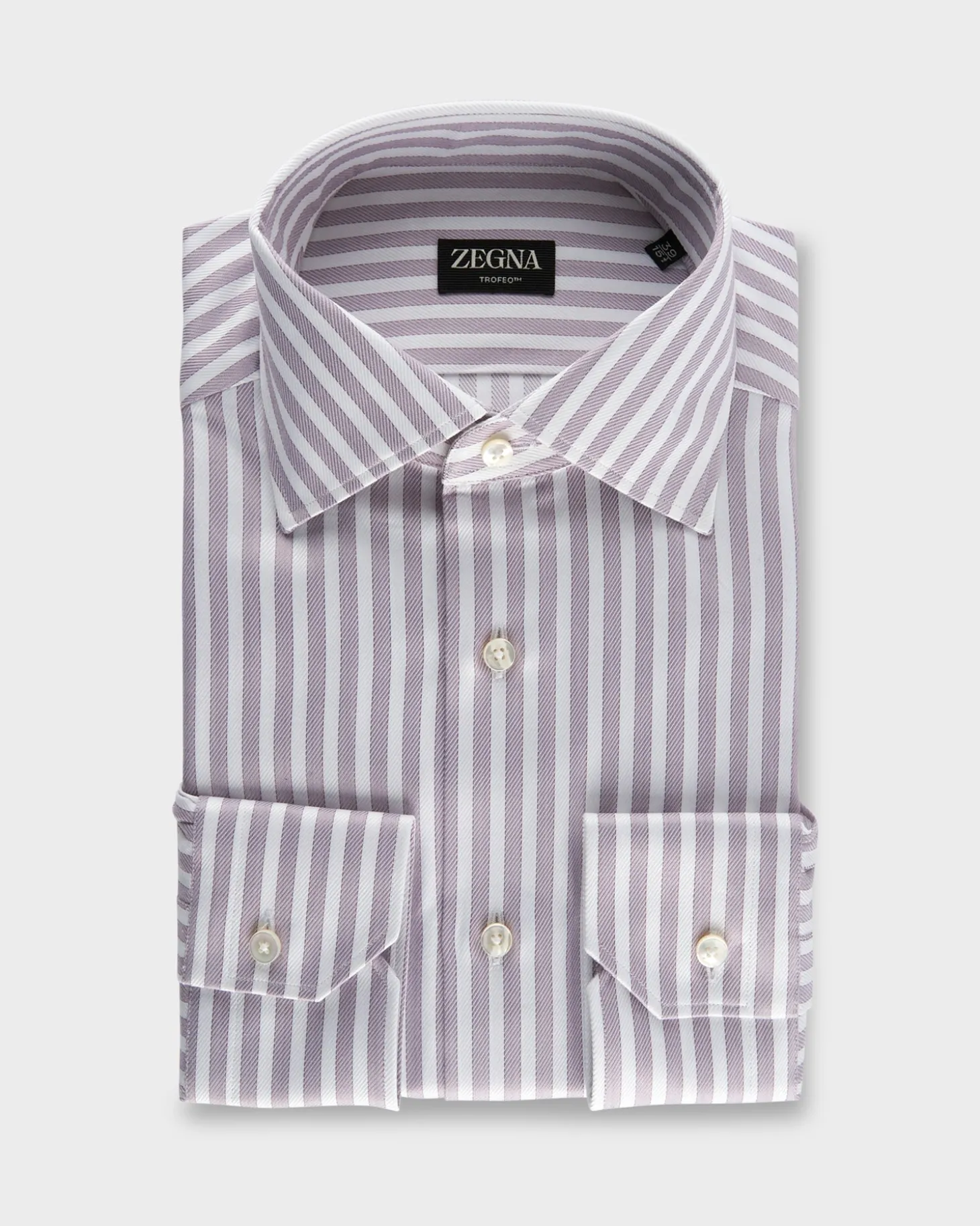Mauve And White Solid Stripe Trofeo Cotton Twill Shirt
