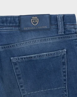 Mid Blue Cashmere Cotton Slim Fit Jeans