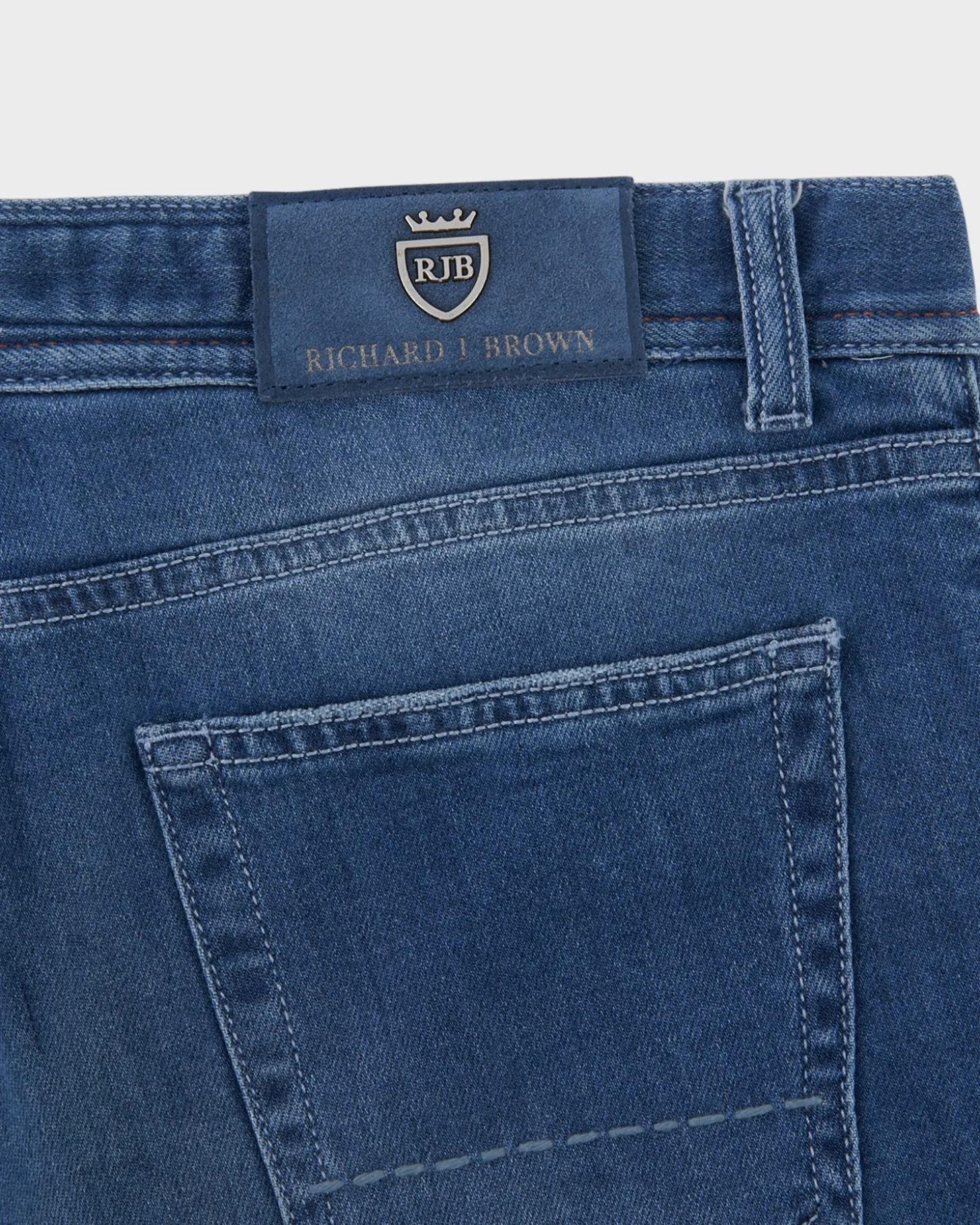Mid Blue Cashmere Cotton Slim Fit Jeans