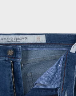 Mid Blue Cashmere Cotton Slim Fit Jeans