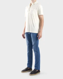 Mid Blue Cashmere Cotton Slim Fit Jeans