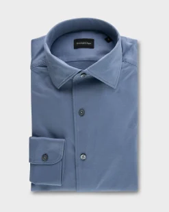 Mid Blue Cotton Silk Shirt