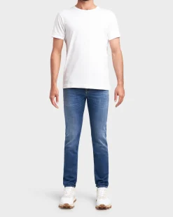 Mid Blue Cotton Stretch Skinny Jeans