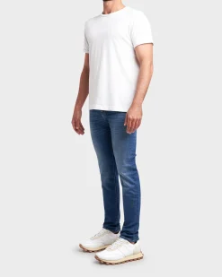 Mid Blue Cotton Stretch Skinny Jeans