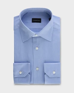 Mid Blue Microtexture Cotton Shirt