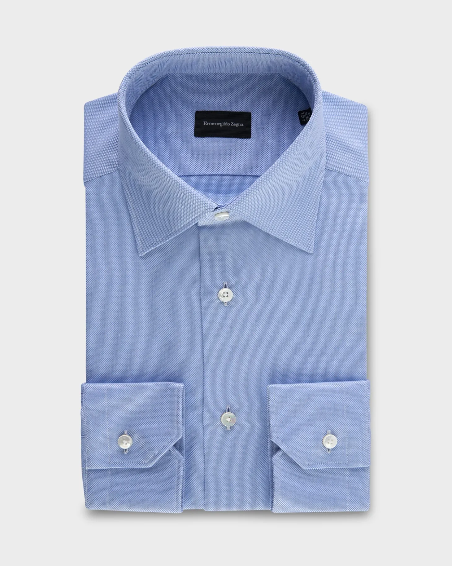 Mid Blue Microtexture Cotton Shirt