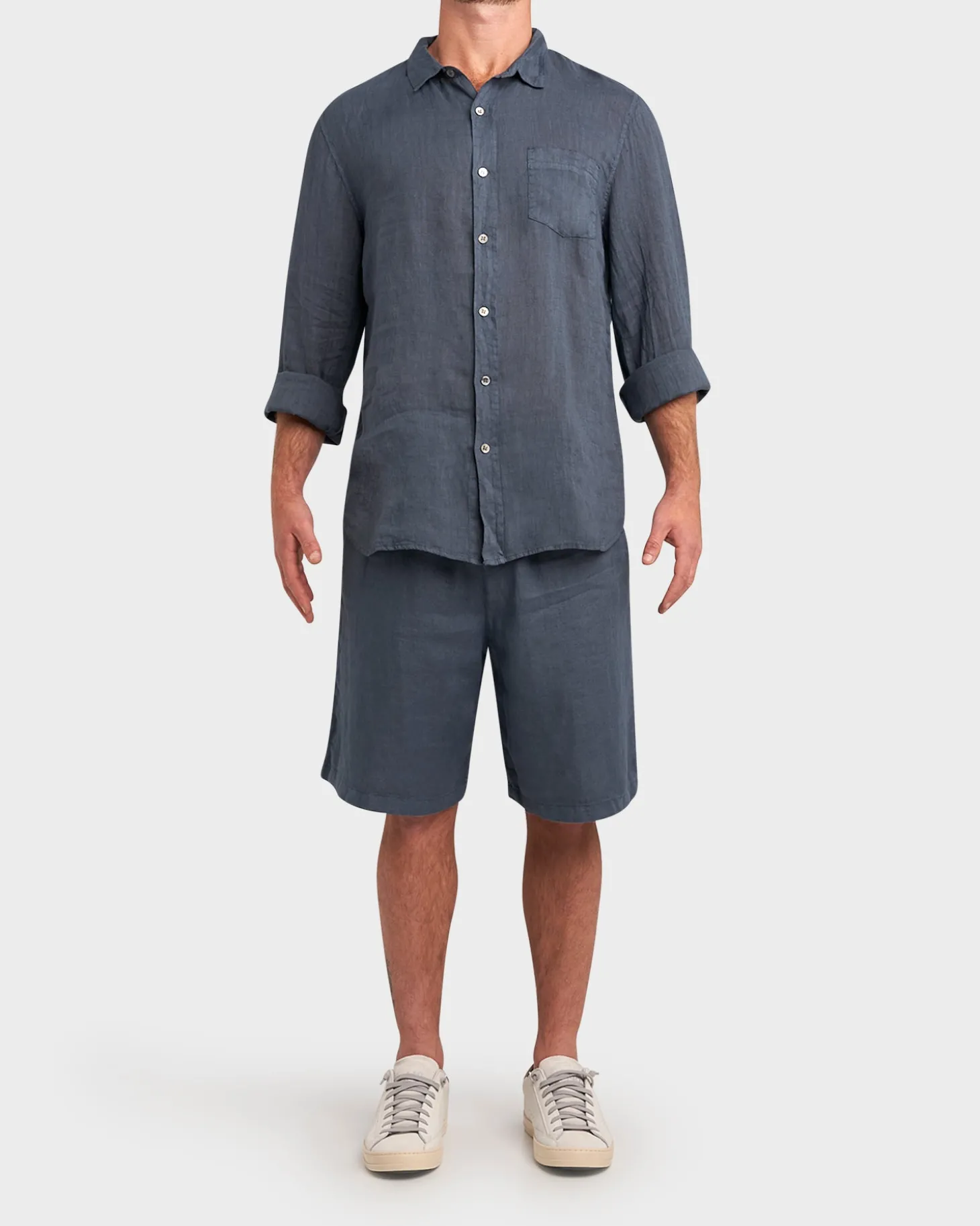 Mid Blue Pure Linen Shirt