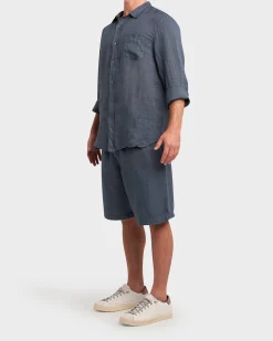 Mid Blue Pure Linen Shirt
