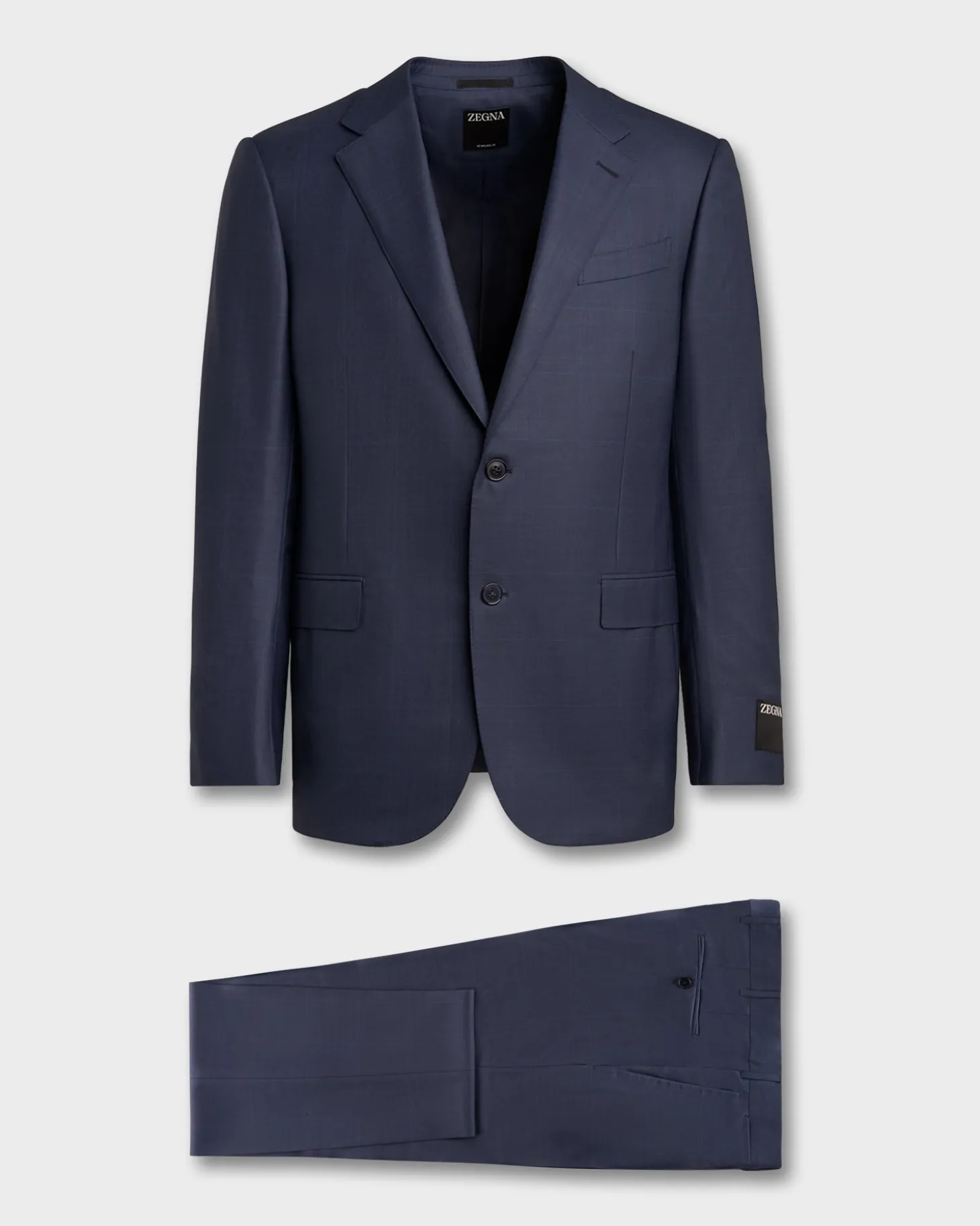 Mid Blue Windowpane Overcheck 15Milmil15 Wool Suit