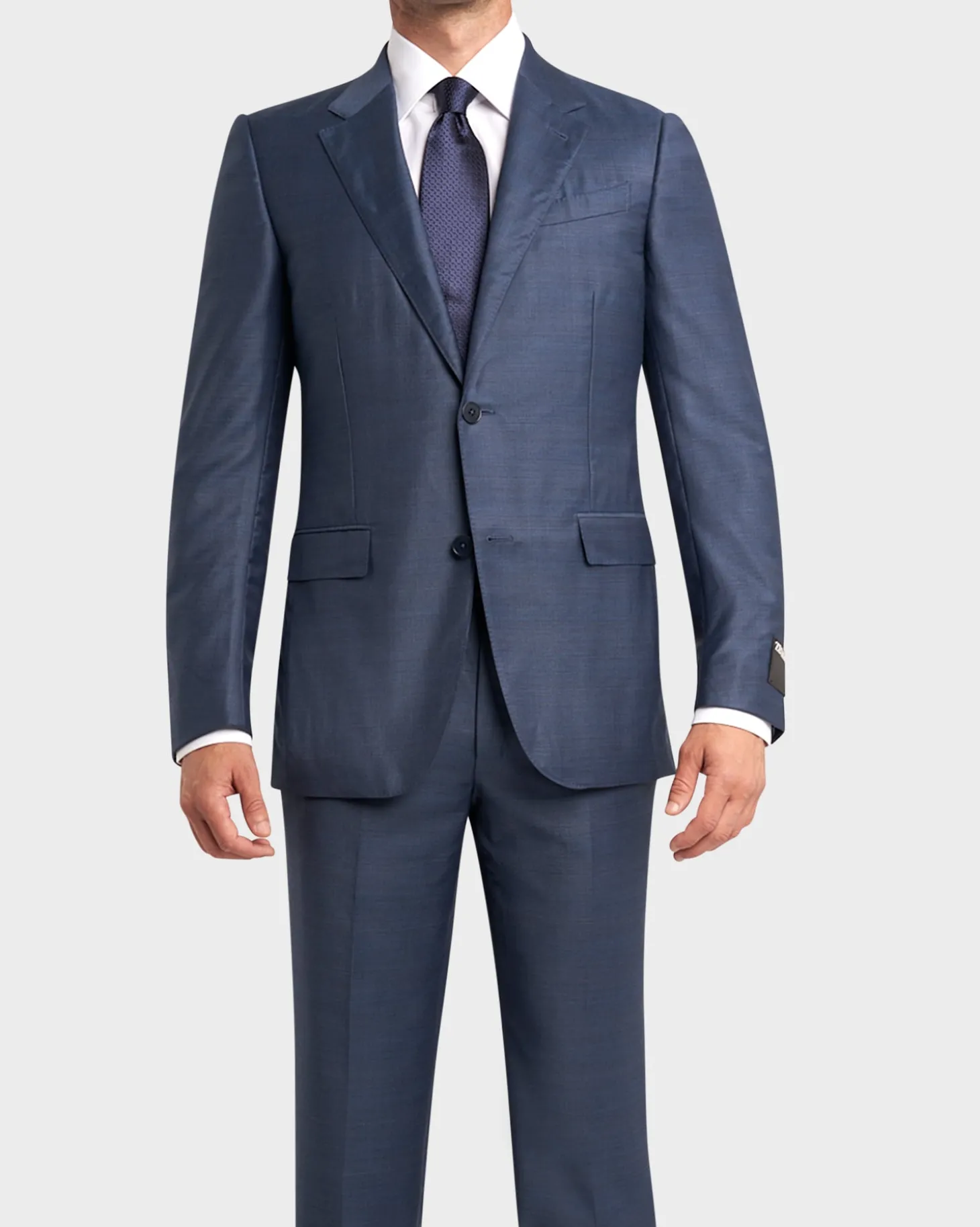Mid Blue With Self Check Trofeo Wool Suit