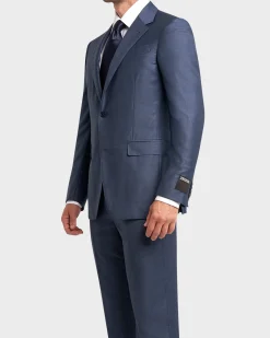 Mid Blue With Self Check Trofeo Wool Suit