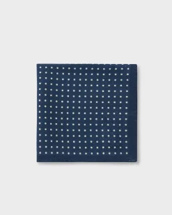 Midnight And Grey Polkadot Wool Pocket Square