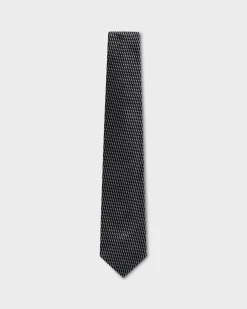 Midnight Black And White Spotty Patterned Tie
