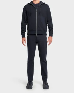 Midnight Blue Cotton Zipped Hoodie