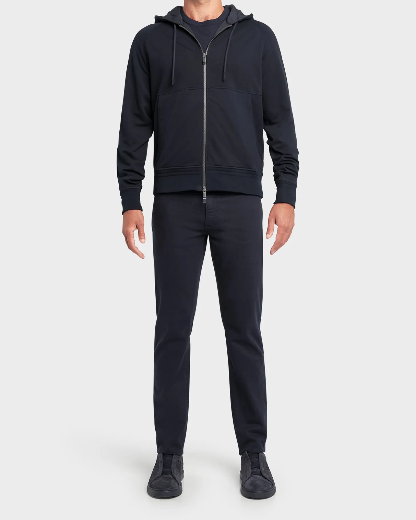 Midnight Blue Cotton Zipped Hoodie
