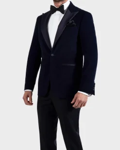 Midnight Blue Peak Lapel Velvet Dinner Jacket
