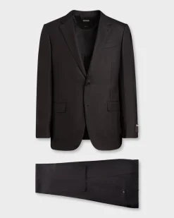 Midnight Blue Self Stripe 15Milmil15 Wool Suit