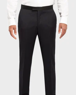 Midnight Blue Super 120 Wool With Satin Piping Dinner Pants