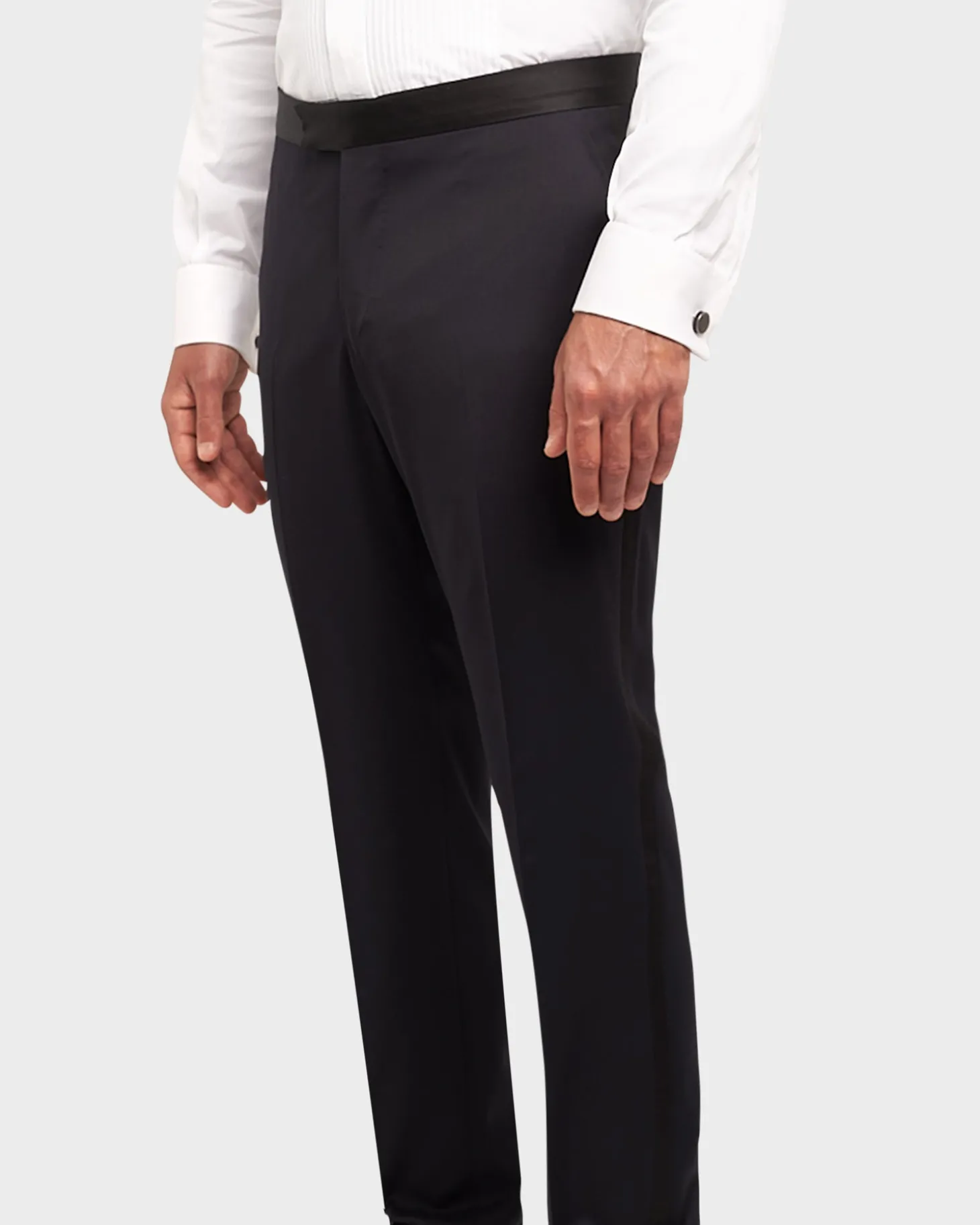 Midnight Blue Super 120 Wool With Satin Piping Dinner Pants
