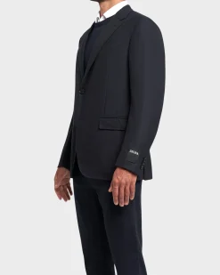 Midnight Blue Wool Silk Elastane Sports Jacket