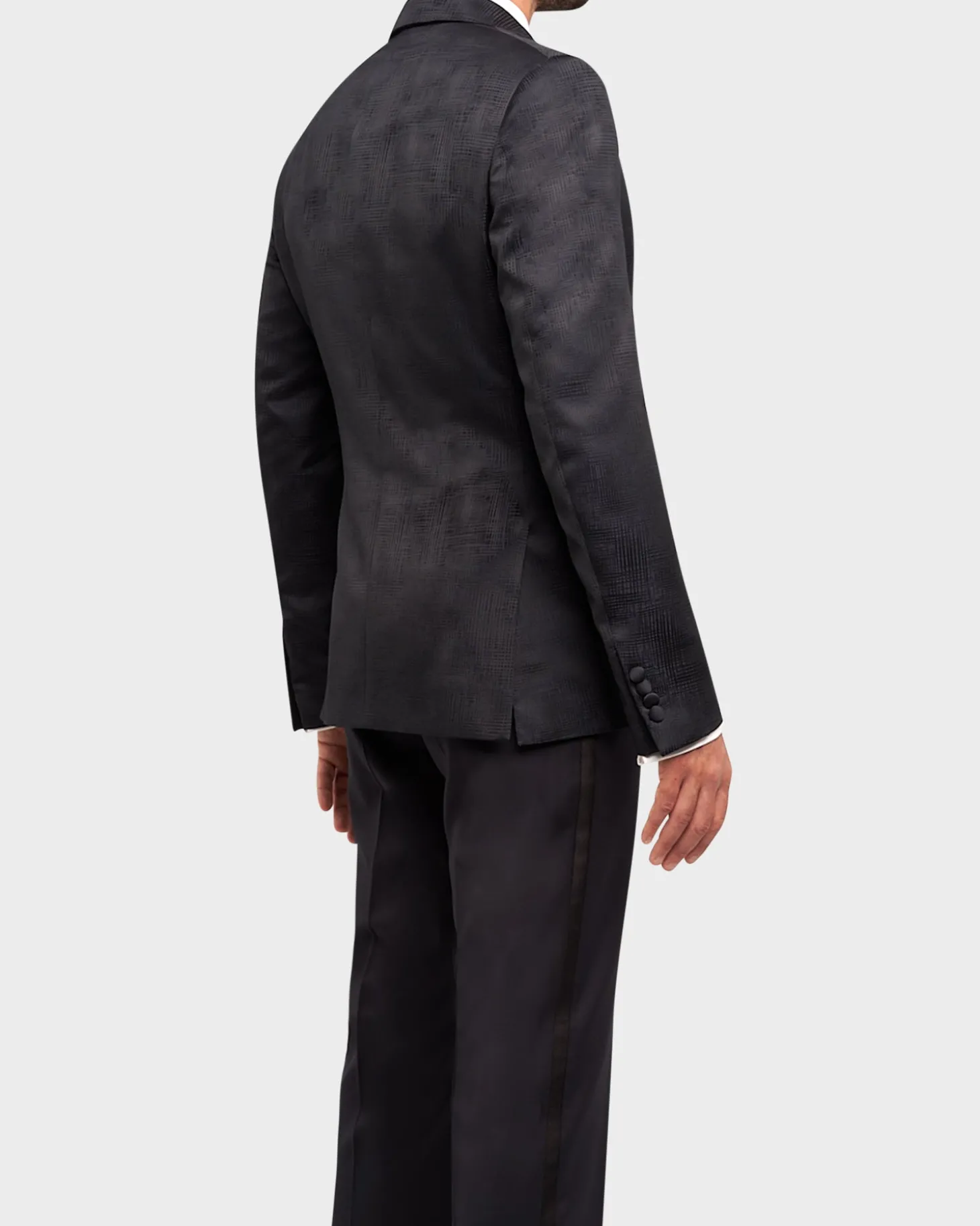 Midnight Blue Woven Textured Dinner Jacket