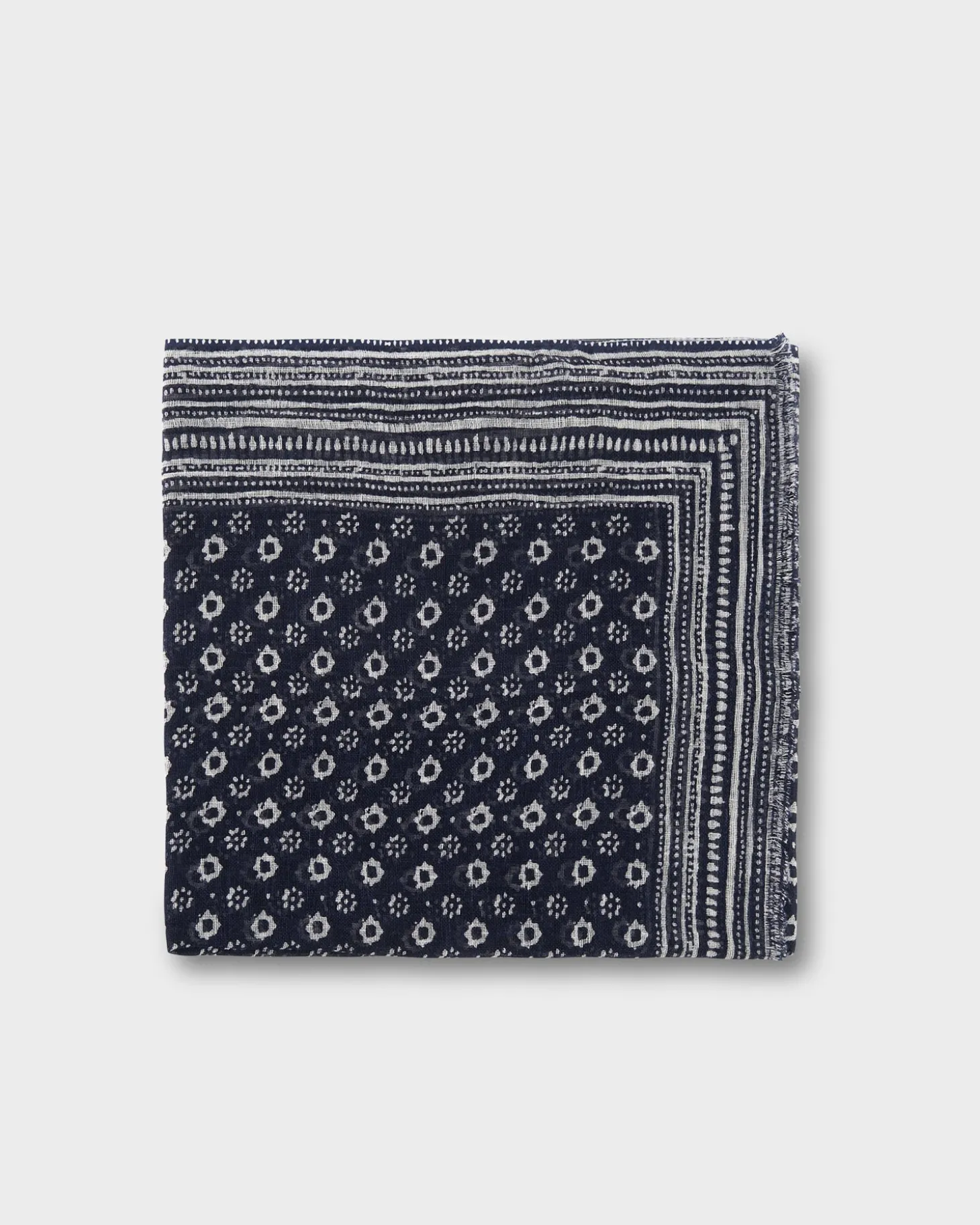 Midnight Flower Pattern Frayed Edge Linen Scarf