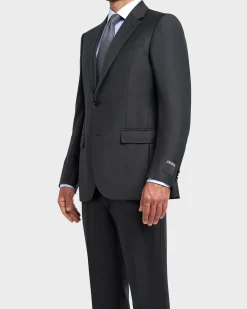 Midnight Grey With Burgundy Stripe Trofeo Wool Suit