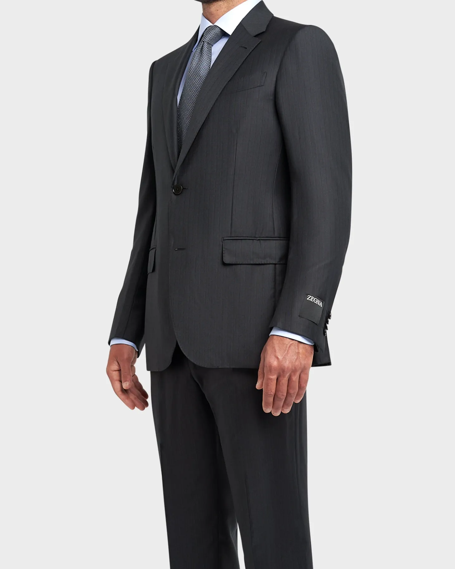 Midnight Grey With Burgundy Stripe Trofeo Wool Suit