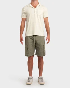 Military Green Cotton Stretch Shorts