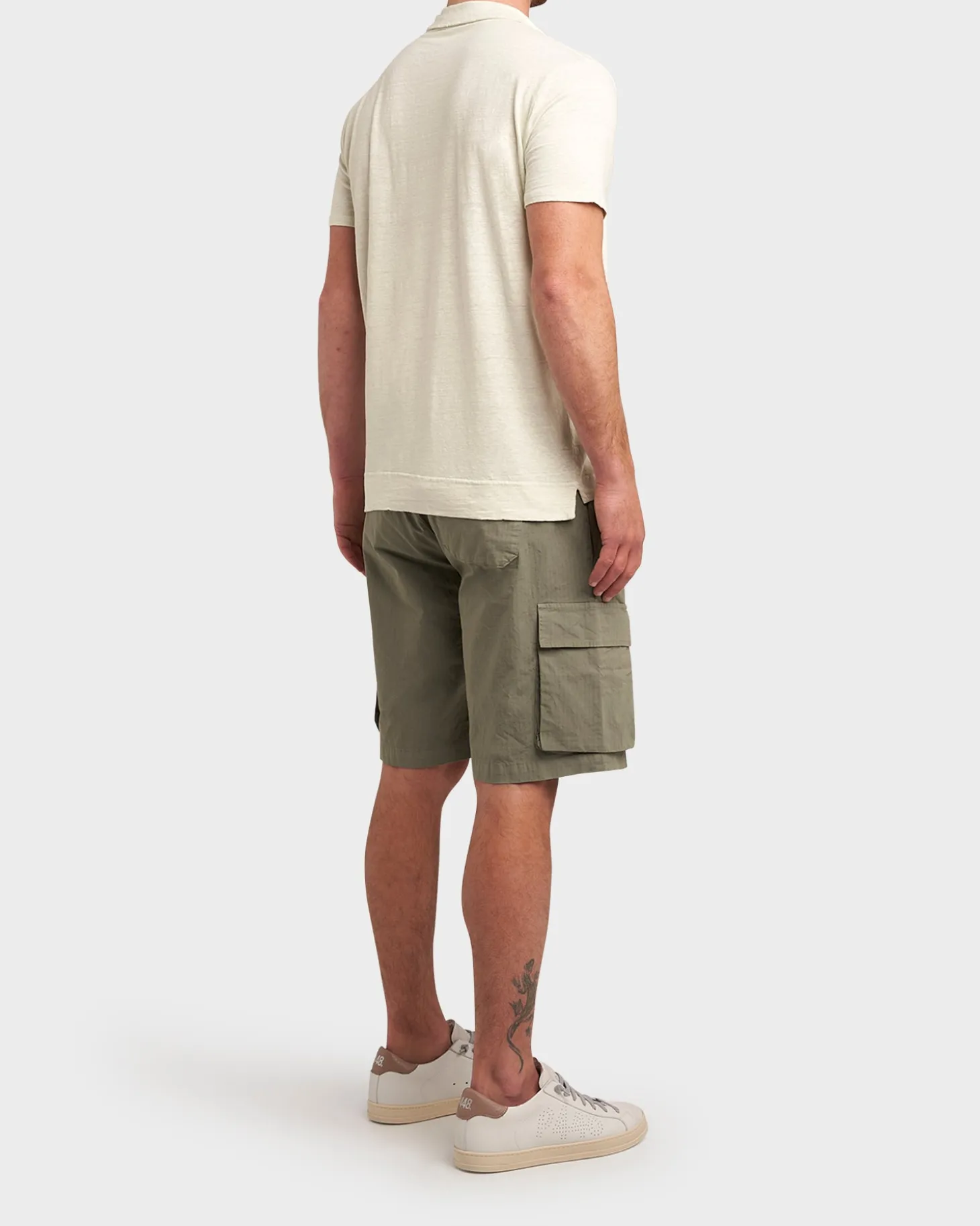 Military Green Cotton Stretch Shorts