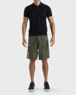 Military Green Linen Shorts