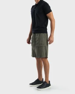 Military Green Linen Shorts