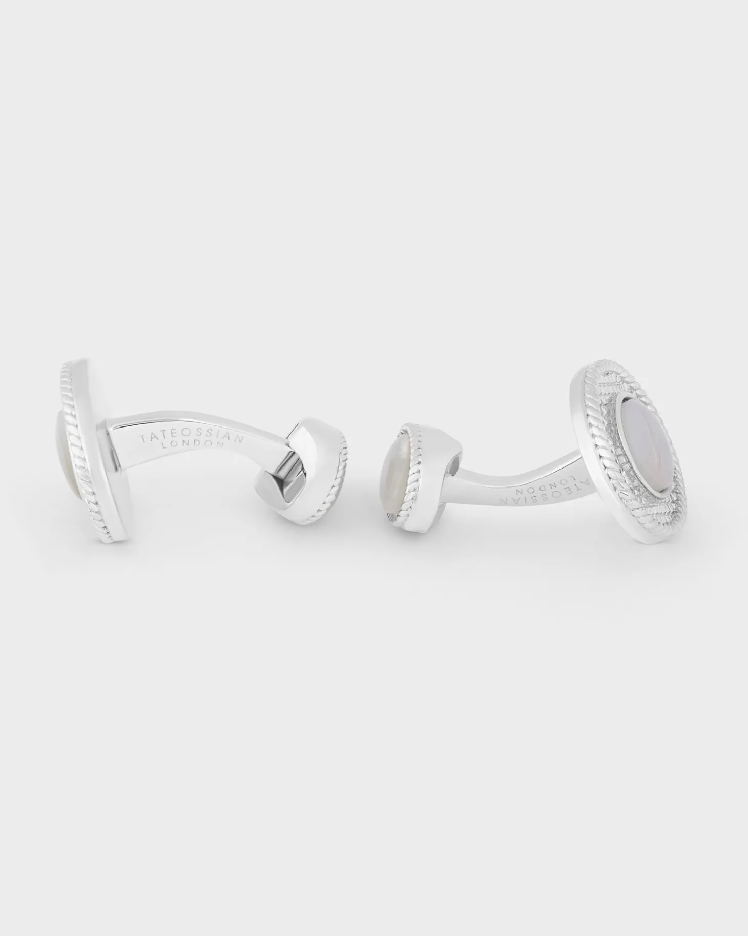 Moonstone Sterling Silver Cable Oval Cufflinks