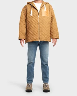 Mustard Quilted Logo Patch Jacket