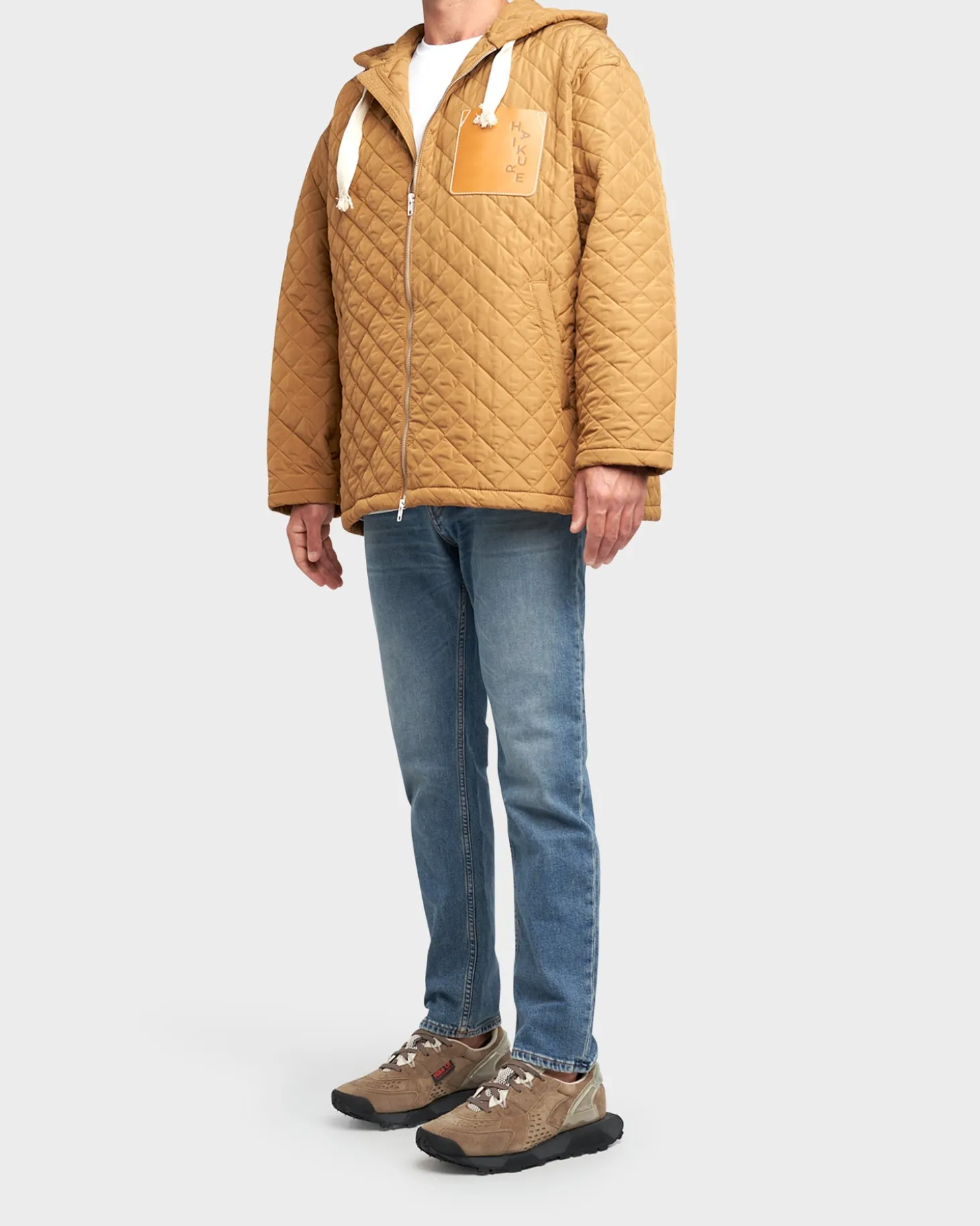 Mustard Quilted Logo Patch Jacket