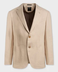 Natural Beige Linen Sports Jacket