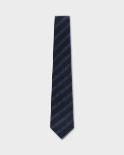 Navy And Blue Diagonal Stripes Silk Tie